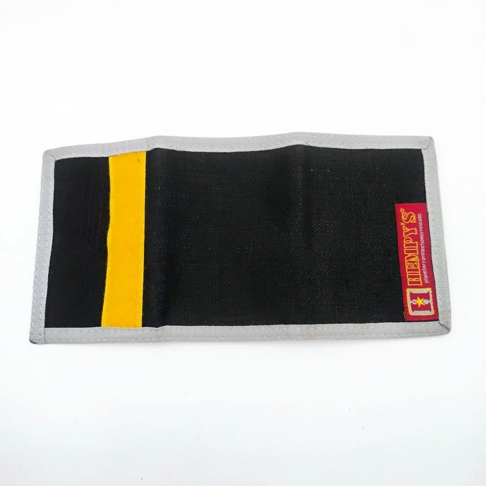 Hempy's Black Canvas Tri-Fold Wallet Eco Hemp Durable ID Window VTG 90s Y2k